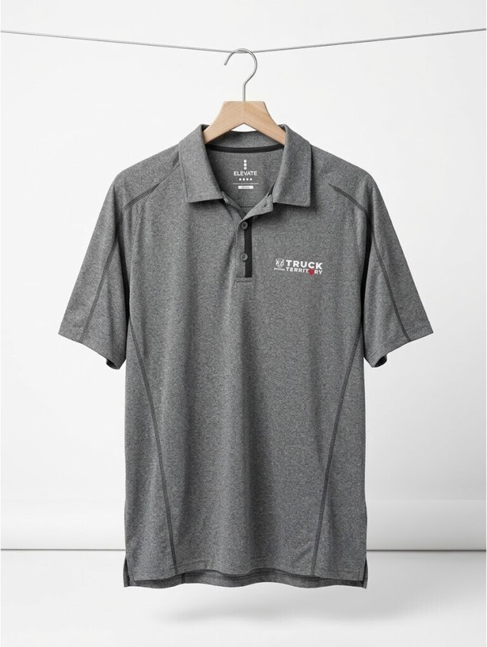 Dodge RAM Truck Territory Event Polo Shirt Mens L Gray Elevate Performance Rare